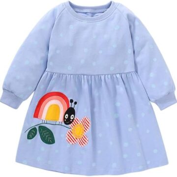 20% OFF Jobakids Toddler Girl Dresses Cotton Long Sleeve Tunic Dress Sky Blue 2-7T