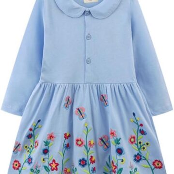 20% OFF Jobakids Toddler Girl Dresses Sky Blue Foral Print for 2-7T