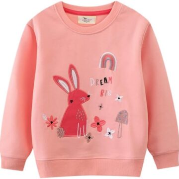 20% OFF Herimmy Girls Sweatshirts Cotton Long Sleeve Crewneck Pullover Rabbit Print 2-7T