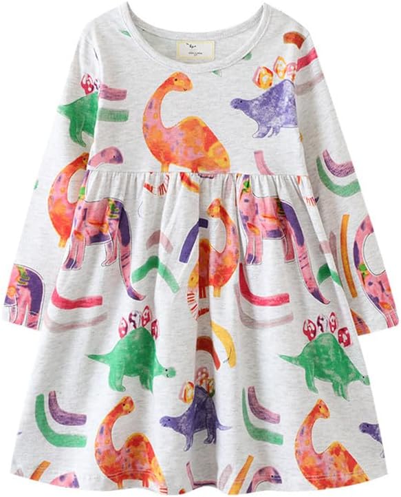 Up to 20% off for Toddler Girl Dress Long Sleeve Cotton A-line Fall Outfits  2-8 Years