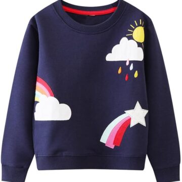 20% OFF Toddler Girl Sweatshirt Crewneck Pullover Cotton Kids Fall Outfits Rainbow Print 2-7T