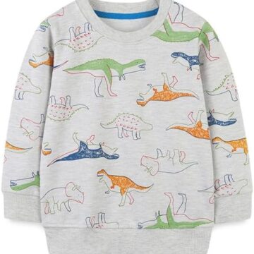 20% OFF Herimmy Boys Sweatshirts Cotton Long Sleeve Crewneck Pullover Dinosaur Print 2-7T