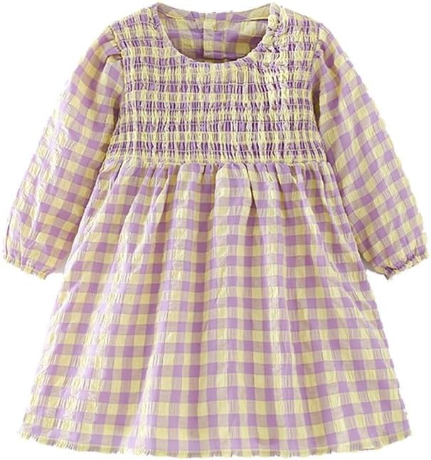 20% OFF Herimmy Girls Dresses Long Sleeve Cotton Round Neck Casual Tunic Dress 2-7T