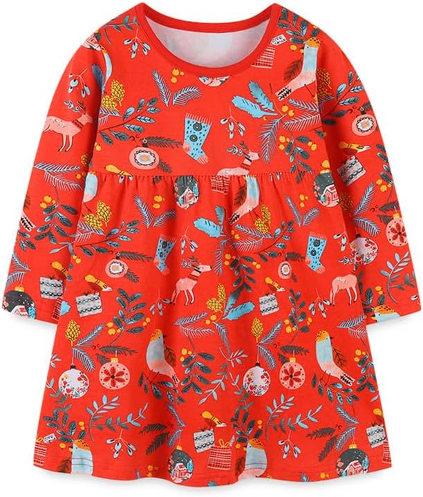 20% OFF Toddler Girl Dress Long Sleeve Cotton A-line Fall Outfits Casual Winter Playwear Swing Dresses 2-8 Years