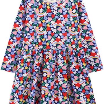 20% Off Jobakids Toddler Girl Dresses Cotton Long Sleeve Tunic Dress Colorful Flowers 2-7T